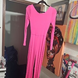 Naked Wardrobe Vibrant Pink Long Sleeve Dress
